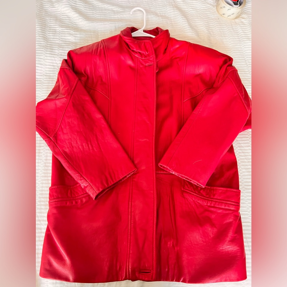 Red leather Outerwear